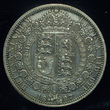 Великобритания 1-2 кроны 1887 аUnc серебро, фото 1