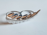 Современное кольцо на два пальца. Серебро 925 проба. Размер 16.5 и 17.5, фото №2