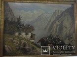 156. Старинная картина "Баварские Альпы", 40-е гг, Германия, авторская подпись, фото №2