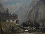 156. Старинная картина "Баварские Альпы", 40-е гг, Германия, авторская подпись, фото №4