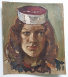 Жіночий Портрет "Латвійка". Картон, олія. 50-ті роки., фото №2