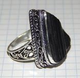 Кольцо шерл черный турмалин, фото №4