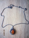 Kулон с цепочкой  (мельхиор) натуральный янтарь, фото №3