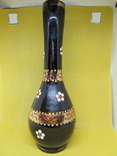 Старая ваза из фиолетового толстого стекла, ручная роспись, золочение, фото №4