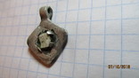 Серебренная ромбовидная привеска Кр (с камнем) в позолоте., фото 2
