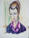 Одеса, 1975, NH, «Портрет дівчини», пап.акв., 45*35см, фото №2