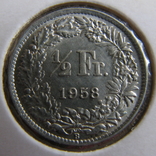 1/2 франка 1958, фото №2