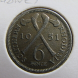 Южная Родезия 6 пенсов 1951, фото №2