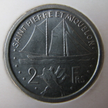 Сен Пьер и Микелон 2 франка 1948 aUNC, фото №2