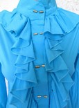 Женская голубая блузка с длинным рукавом рубашка с воротником стойка s-m, фото №3