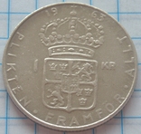 1 крона(серебро), Швеция, 1963г., фото №3