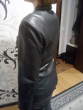 Жіночий кожаний чорний піджак, фото №5