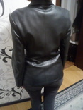 Жіночий кожаний чорний піджак, фото №6