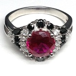 Серьги, кольцо, цирконы, розовые и черные камни, фото №5