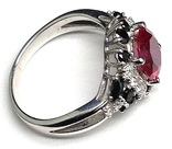 Серьги, кольцо, цирконы, розовые и черные камни, фото №6