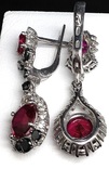 Серьги, кольцо, цирконы, розовые и черные камни, фото №12