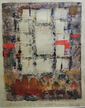 Одесса,1992г,В.Наумец "Пространство"1, бумага,монотипия,гуашь,67*57 в раме под стеклом, фото №3