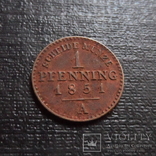  1 пфенниг 1851 Германия  (К.2.17)~, фото №4