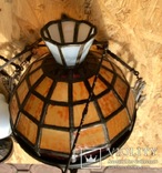 Антикварная керосиновая лампа с абажуром в стиле Тифани, фото №3