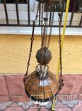 Антикварная керосиновая лампа с абажуром в стиле Тифани, фото №11