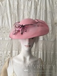 Плоская широкополая шляпка.Розовая ., фото №3