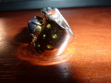 Дизайнерское кольцо с черным опалом и хромдиопсидами, фото №5