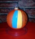Коллекционная ёлочная игрушка шар с надписью “Слава Украiнi” диаметром 9 см., фото №5