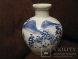 Старая Азиатская ваза - живопись кобальтом., фото №2