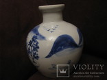 Старая Азиатская ваза - живопись кобальтом., фото №3