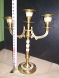 Подсвечник канделябр на 3 свечей латунь перламутр ажурный 24,5 см, фото №10