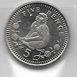  Гибралтар 5 пенсов 2000 год (Берберская обезьяна), фото №2