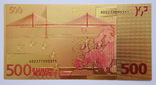 Золотая банкнота 500 Евро Euro, фото №3