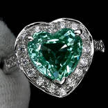 Кольцо 925 натуральный ААА зеленый турмалин, белый сапфир., фото №2