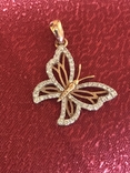 Золотой подвес с бриллиантами (бабочка), фото №5