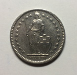 2 франка Швейцарии 1974 поворот аверса с ревер, фото №2