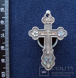 Крест нательный серебряный с эмалями, XVIII-XIX вв., фото №3
