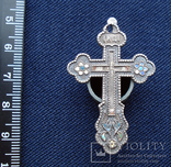Крест нательный серебряный с эмалями, XVIII-XIX вв., фото №4