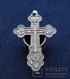 Крест нательный серебряный с эмалями, XVIII-XIX вв., фото №5