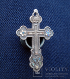 Крест нательный серебряный с эмалями, XVIII-XIX вв., фото №8