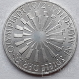 10 марок, ФРГ, 1972 год, Олимпийские игры, Мюнхен, J, серебро 15.5 грамм, фото №2
