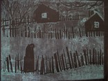 4 Картина. Село, зима, деревня. Краска, цветной картон. Размер 33*43 см, фото №4