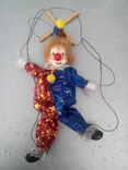 Игрушка клоун - марионетка с керамической головой 36см, фото №3