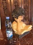 Антикварная скульптура "Девочка читающая книгу "1910-1930 года. алебастр	, фото №6