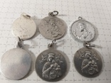 Натільні медальйони 6шт посріблені, фото №5