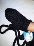 Варежки вязаные рукавички со шнурком черные, фото №4