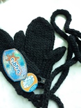 Варежки вязаные рукавички со шнурком черные, фото №7