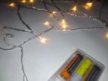 Гирлянда на батарейках теплый свет. 20 светодиодов, фото №7