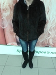 Полушубок-куртка капюшоном из вязаной норки., фото №2