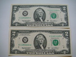 2 банкноты по 2 доллара США, фото №3