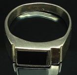 Кольцо, черный камень, позолота, фото №3